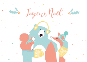 Carte fêtes de fin d'année Noël des animaux